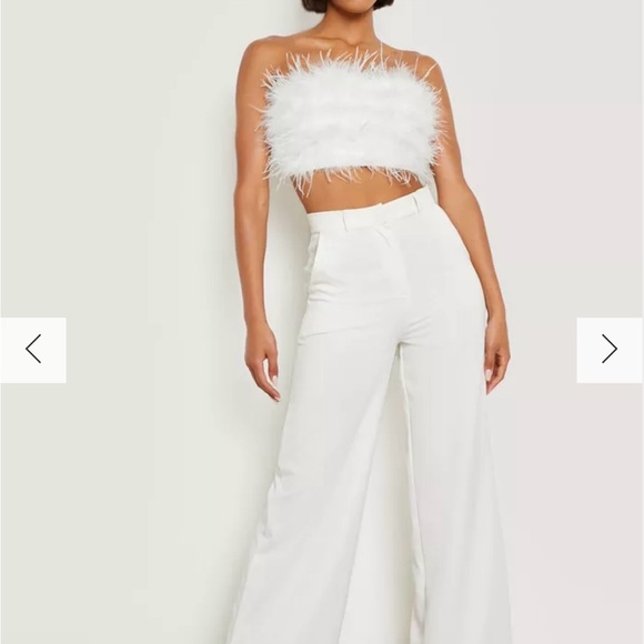 Boohoo Feather Bandeau Crop Top size 12 Large - Picture 12 of 15